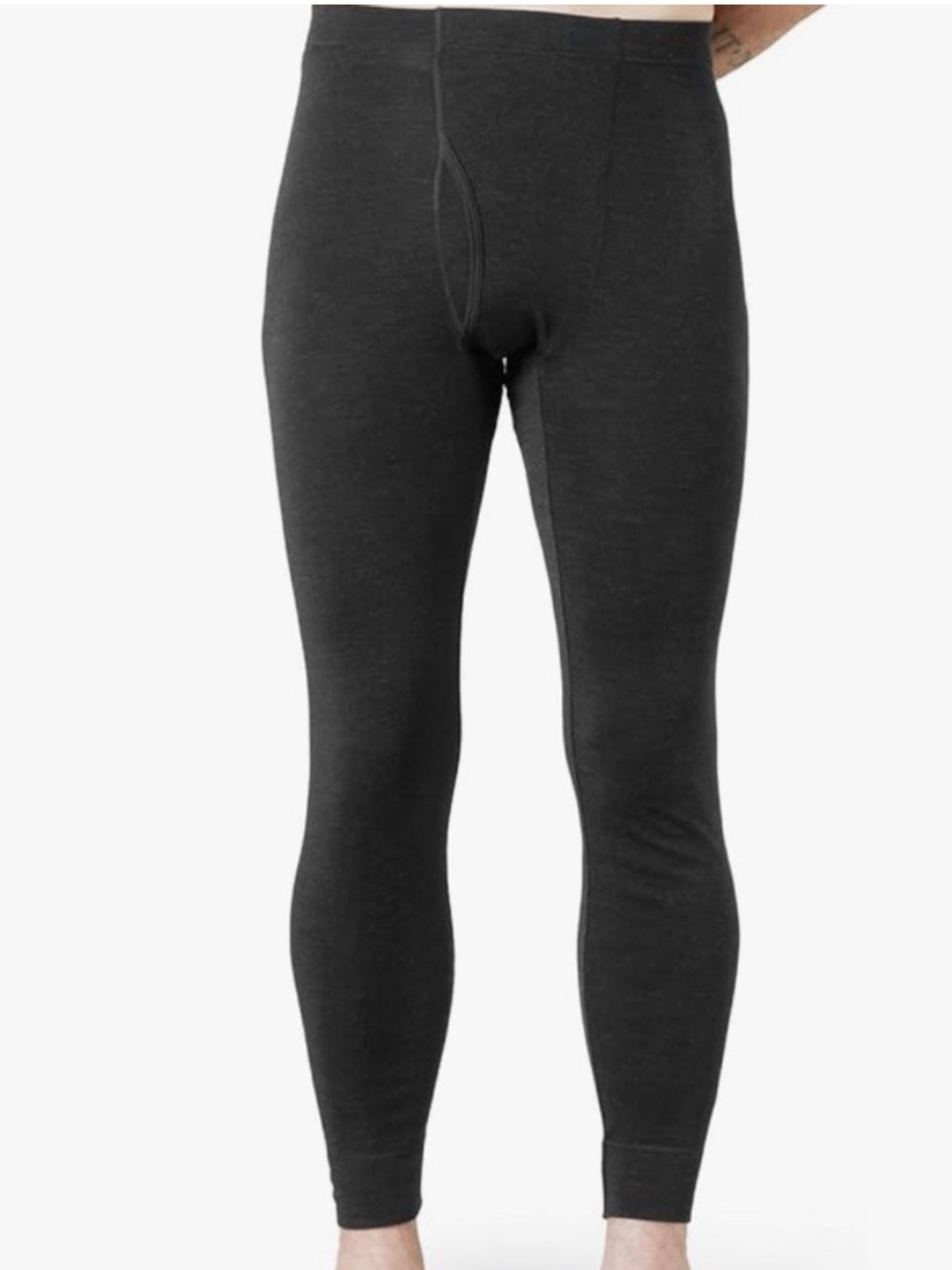 Lapasa Men's 100% Merino Wool Base Layer Bottoms Long John Black Extra Large